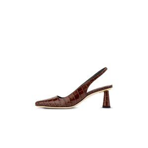 BY FAR DIANA Sandals Womens 40 Nutella Croco Embossed Leather Slingback *LOVELY*